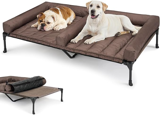 Veehoo Cooling Raised Dog Bed + Removable Double Dog Bed Cushion by Veehoo