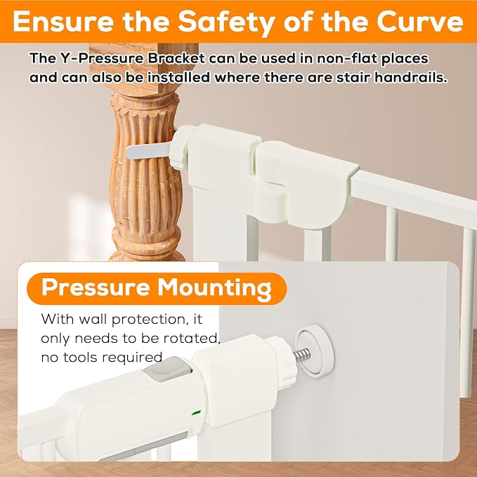 29.5-40.6" Magnetic Baby Gate for Stairs, Pressure Mounted Dog Gate Indoor - Image 7