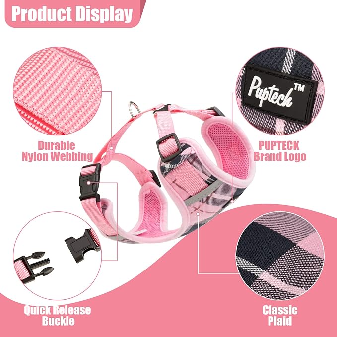 PUPTECK Small Dog Harness and Leash Set, No Pull Adjustable Puppy Cat Harness - Image 2