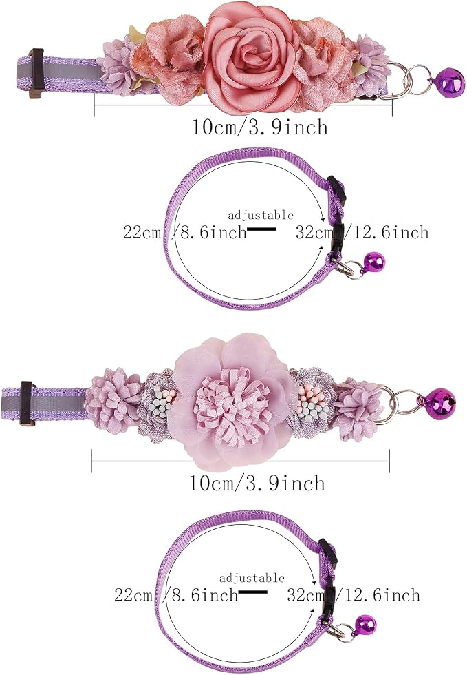 2 Pack Cat Collar Pink Floral - Image 2