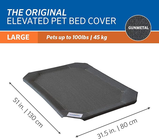 Coolaroo The Original Elevated Pet Bed Replacement Cover, Large Gunmetal - Image 3