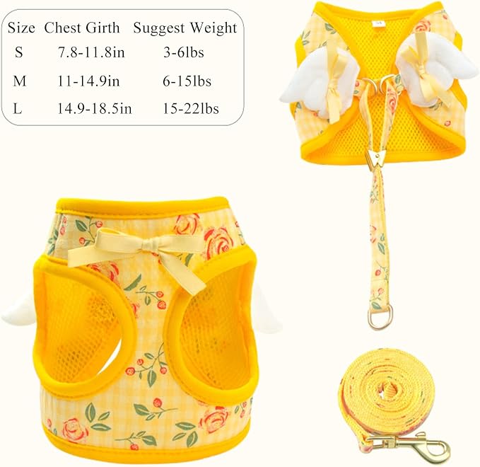 Dog Harness and Leash Set with Angle Wings, Pet Adjustable Mesh Vest Harness - Image 4