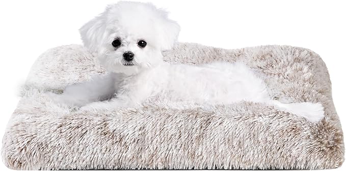 EHEYCIGA Fluffy Dog Crate Bed for Small Dogs, Plush Faux Fur Crate Pad by EHEYCIGA
