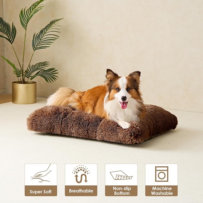 EHEYCIGA Fluffy Dog Crate Bed for Large Dogs, Plush Faux Fur Crate Pad - Image 7