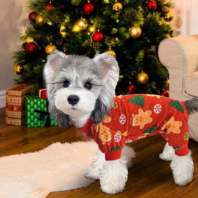 XPUDAC 4 Pieces Dog Christmas Pajamas Santa Pet Doggie Clothes Cute Dog Pajamas - Image 2