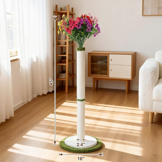 CWV 45" Tall Cat Scratching Post, Cute Violet Flower Cat Scratcher - Image 9
