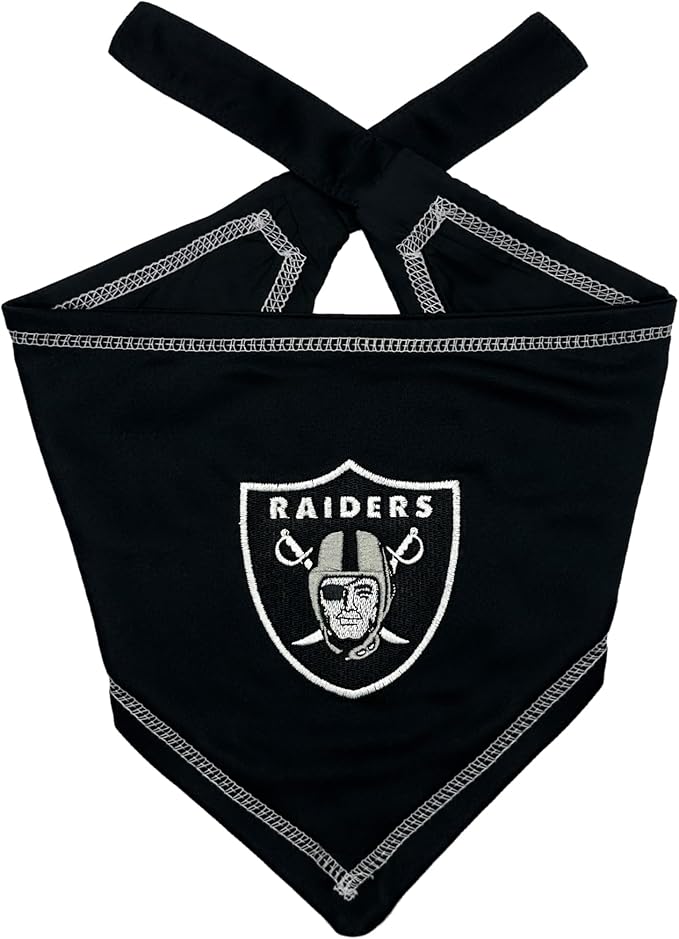 Pets First NFL Las Vegas Raiders TIE Bandana, Small/Medium. Dog Bandana Scarf by PETSFIRST