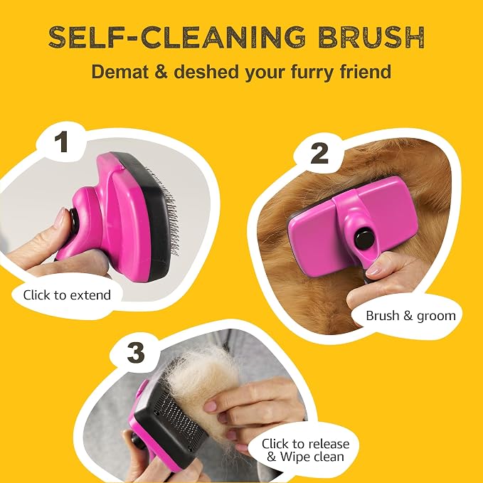 Deshedding Dog Brush for Shedding – Self Clean Cat Brush Deshedding & Grooming - Image 3