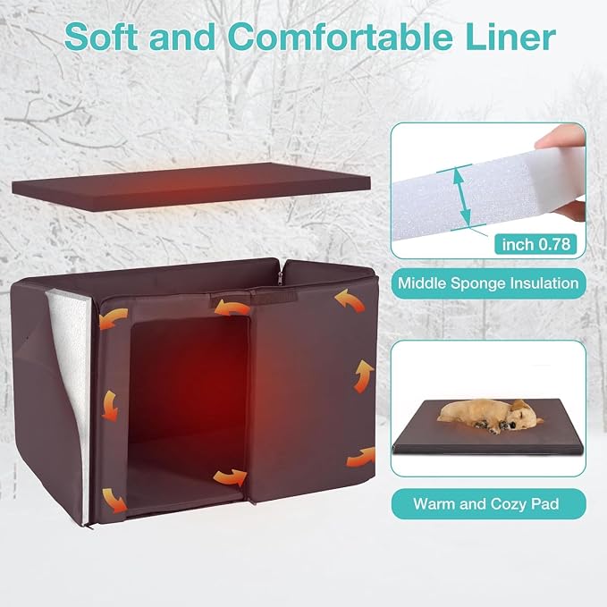 Aivituvin Dog House with Insulated Liner, Heated Outdoor Indoor Weatherproof - Image 2