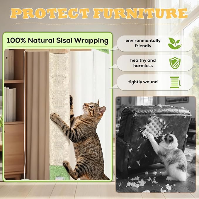 Cat Scratching Post, 37.5'' Tall Sisal Cat Tree Scratching Post - Image 4