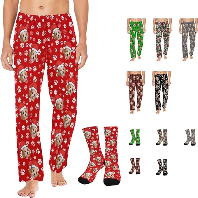 Artsadd Personalized Christmas Pajama Pants Socks by Artsadd