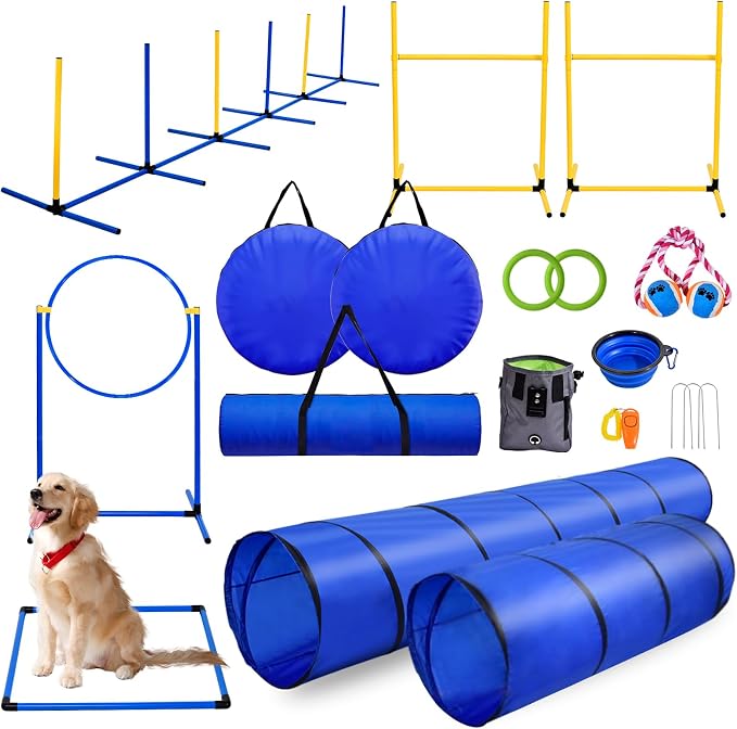 Complete Dog Agility Course Set | Backyard Training Equipment by Unknown