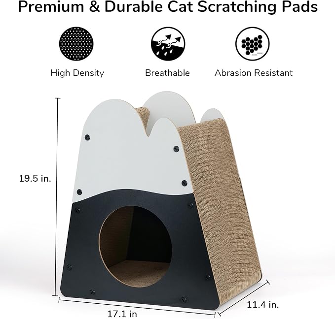 FUKUMARU Cat Scratcher House, 19.5 Inch Cozy Cardboard Cat Scratcher, Moutain - Image 6