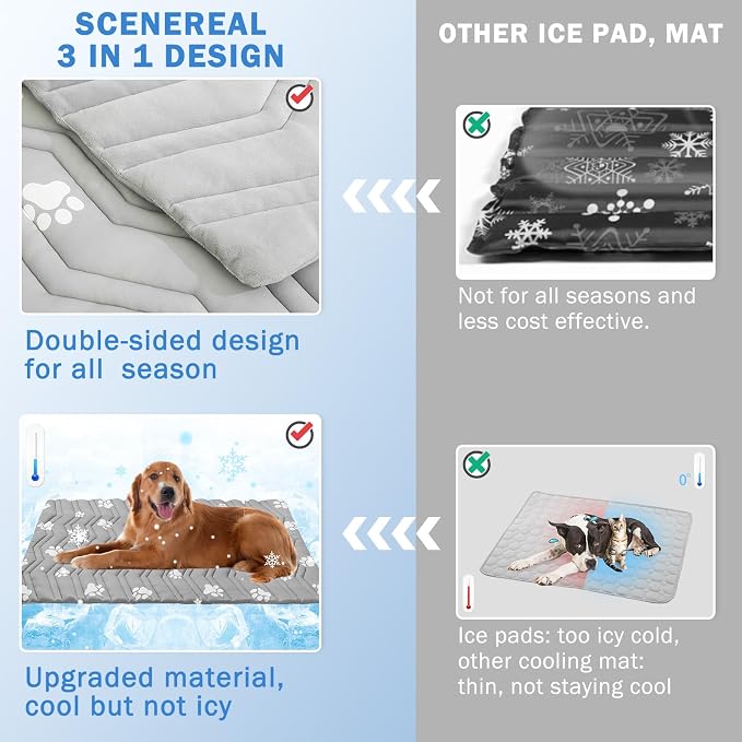 SCENEREAL Dog Cooling Mat for Crate, Thicken Self-Cooling Dog Pad Reversible - Image 8
