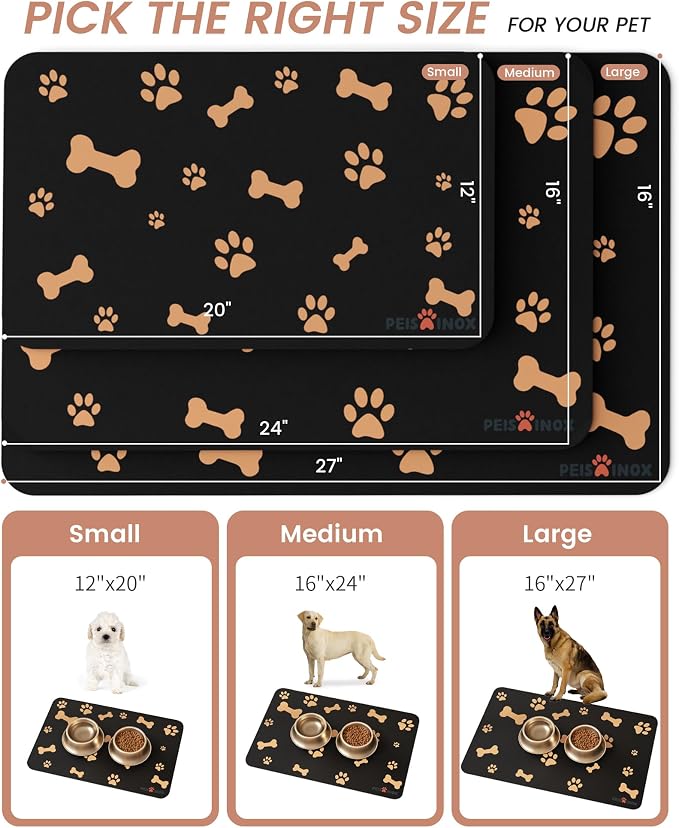 Cat Dog Food Mat, Rapid Water Absorption Dog Mat - Image 5