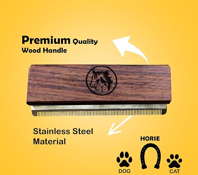 Deshedding Grooming Brush for Dogs Cats & Horse Easy Ergonomic Wood Groomer - Image 5