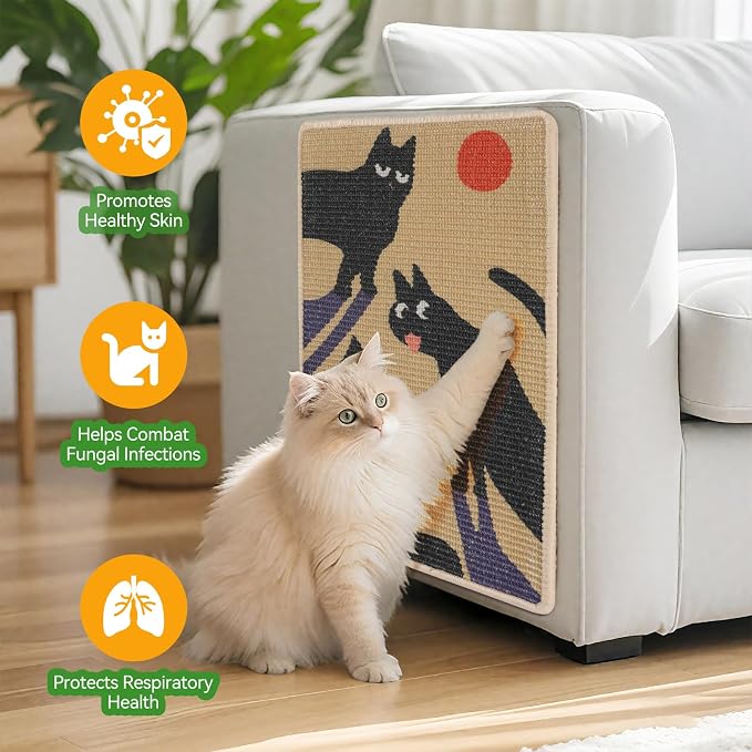 3-in-1 Sisal Cat Scratcher Mat 23.6x15.7'' Protects Carpet Couch & Furniture - Image 6