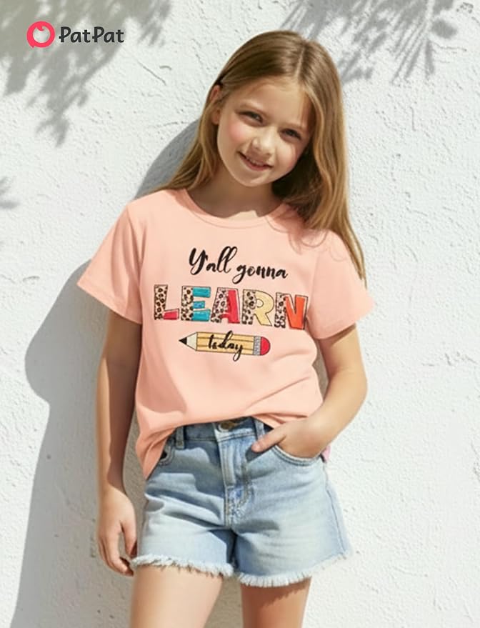 PATPAT Girls Crewneck Short Sleeve Graphic Tees Animal Print Shirts Cute Summer - Image 2