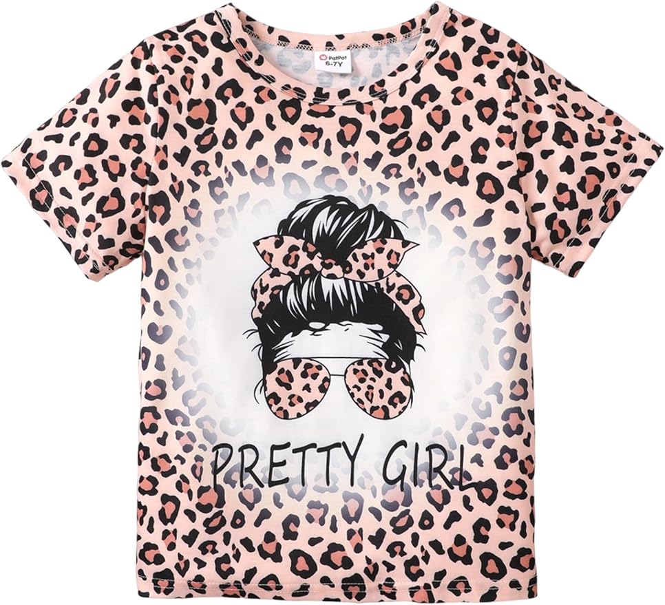 PATPAT Girls Crewneck Short Sleeve Graphic Tees Animal Print Shirts Cute Summer by PATPAT