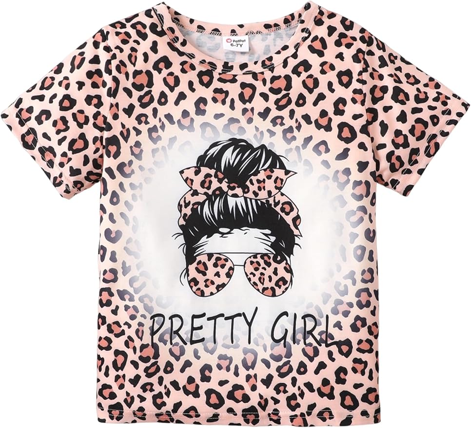 PATPAT Girls Crewneck Short Sleeve Graphic Tees Animal Print Shirts Cute Summer by PATPAT