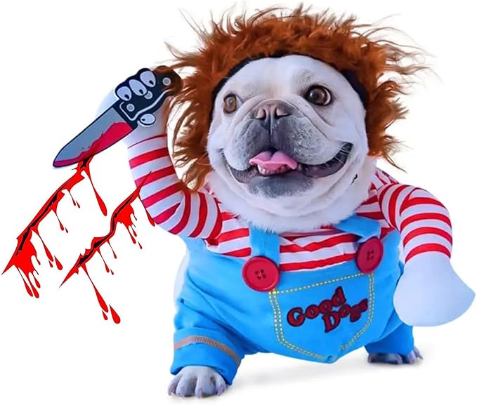 Pet Deadly Doll Dog Costume, Novelty Halloween Christmas Costumes Funny Dog by CAISANG