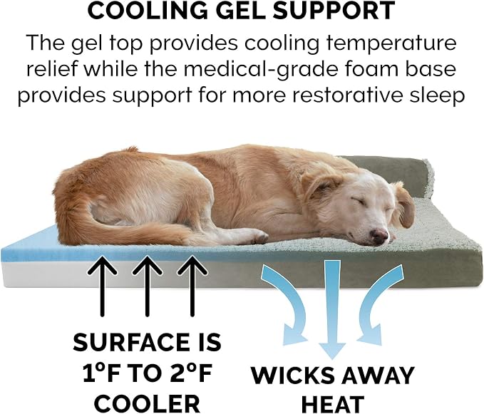 Furhaven Cooling Gel Dog Bed for Medium/Small Dogs w/ Removable Bolsters & - Image 5