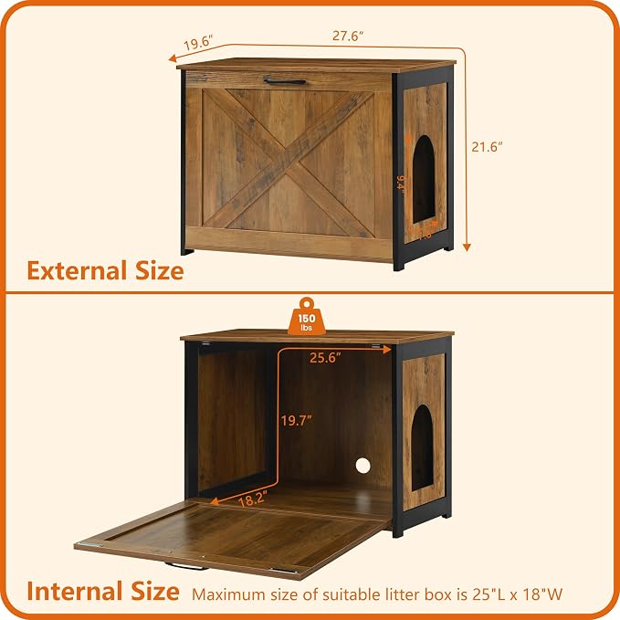 Dwanton Cat Litter Box Furniture Hidden, Cat Litter Box Enclosure, Reversible - Image 4