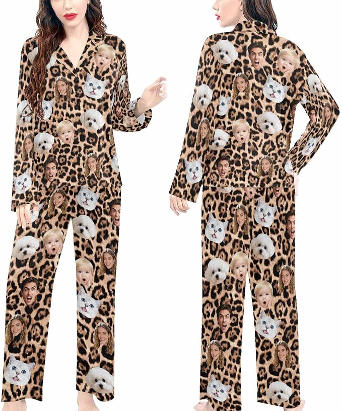 Artsadd Custom Pajamas for Women Men Family, Personalized Face Pjs Pajama Pants - Image 4