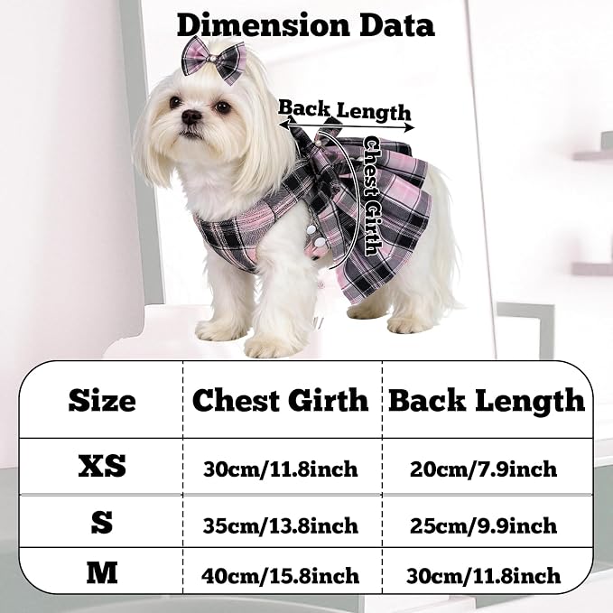 Dog Plaid Dress Harness and Leash Set - Image 2