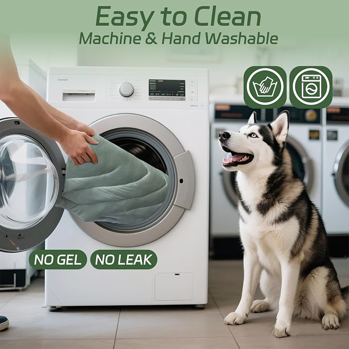 Cooling Mat for Dogs Ice Green, 150x102cm No Gel, Cool Fabric Top & Velvet Back - Image 5