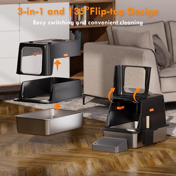 Smart Odor Control Stainless Steel Cat Litter Box - Image 5