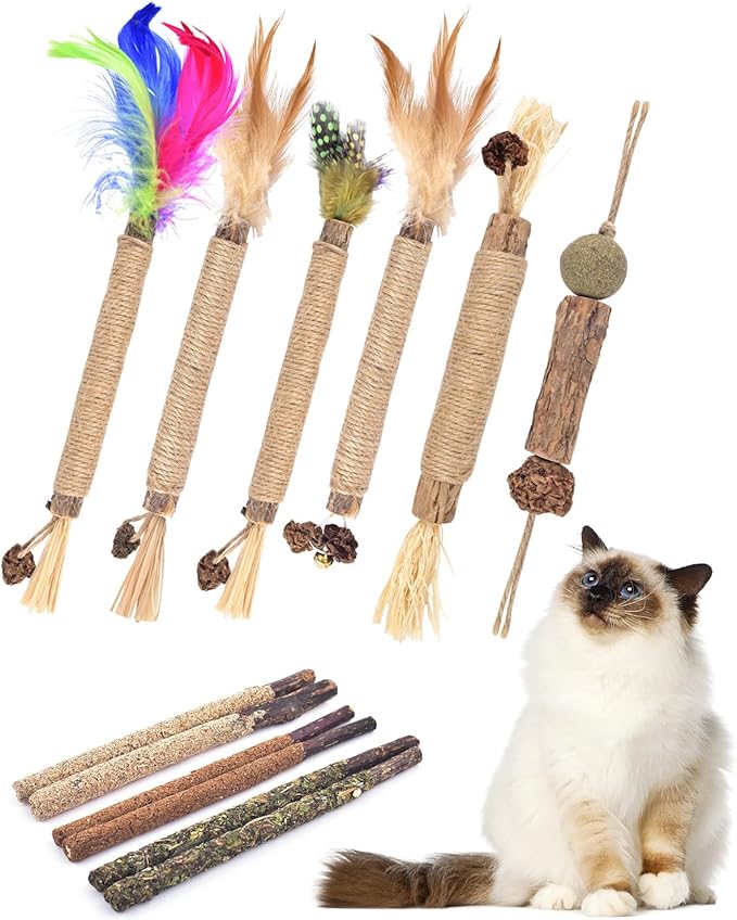 TINDTOP Silvervine Chew Sticks for Cats, 12 Pack Natural Catnip Chew Toys for by TINDTOP