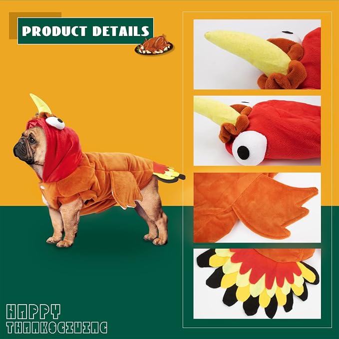 BWOGUE Turkey Dog Costume Thanksgiving Apparel Pet Costume - Image 4
