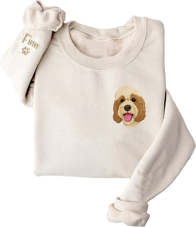 GODMERCH Customized Pet Embroidered Sweatshirt, Custom Dog Face Embroidered - Image 2