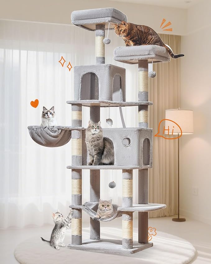 Taoqimiao Large Cat Tree，73-Inch Cat Tree Tower - Image 8