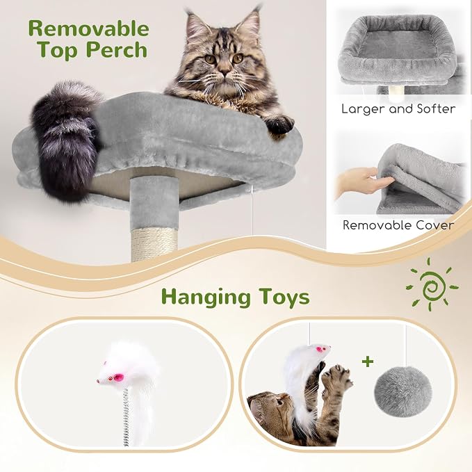 Globlazer Sturdy Cat Tree, 68-inch Large Cat Tower - Image 5