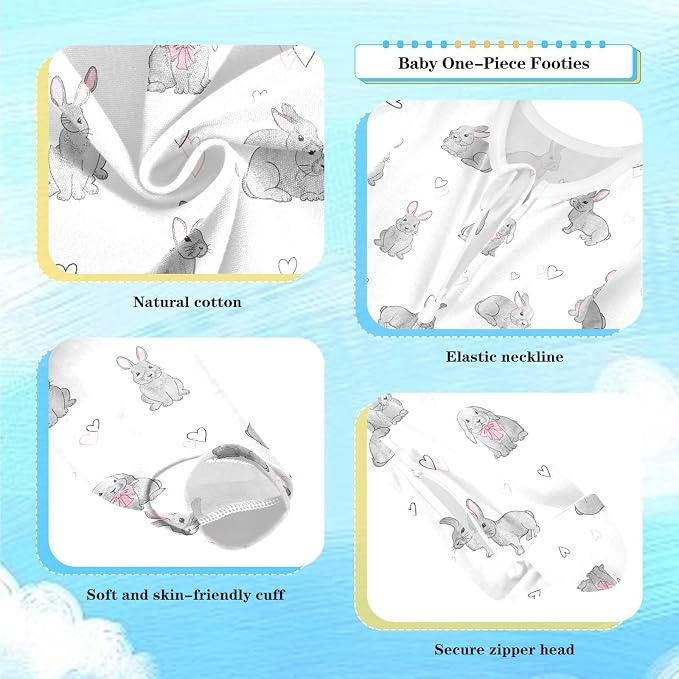 Baby Sleepers For Girl Boys Newborn Baby Play One-Piece Footies For 0-24 Months - Image 5