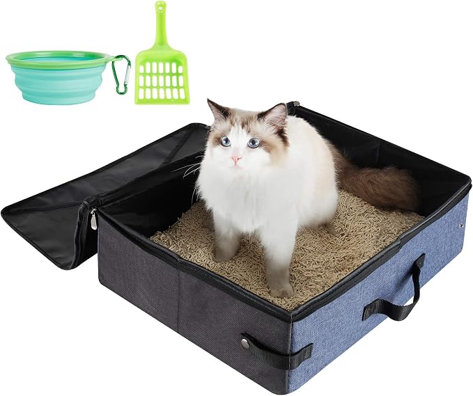 HiCaptain Portable Litter Box for Cats for Travel, Flodable Cat Travel Litter by HiCaptain