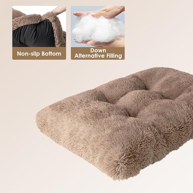 EHEYCIGA Fluffy Dog Crate Bed for Small Dogs, Plush Faux Fur Crate Pad - Image 4