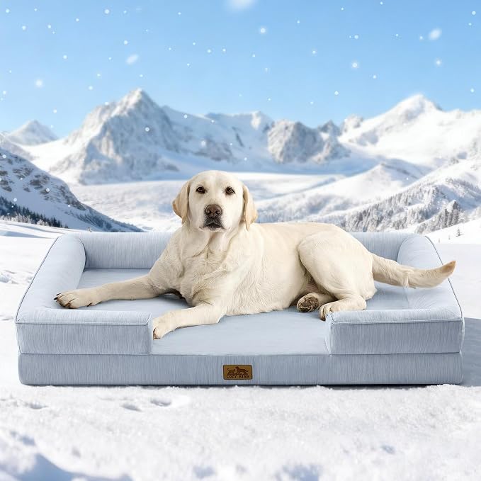 Cooling Dog Bed for Large Size Dogs, Q-Max >0.4 Summer Cool Orthopedic Foam Pet by COZYKISS