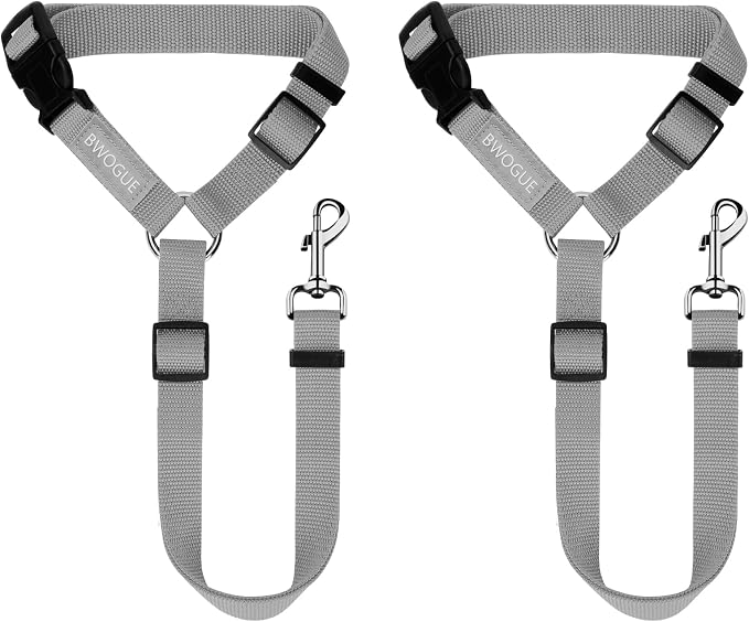 BWOGUE 2 Packs Dog Cat Safety Seat Belt Strap Car Headrest Restraint Adjustable by BWOGUEPetHome