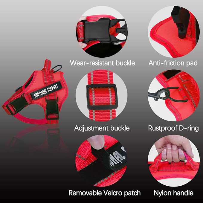 voopet Service Dog Harness, Emotional Support Pet Vest Harness, Reflective - Image 2