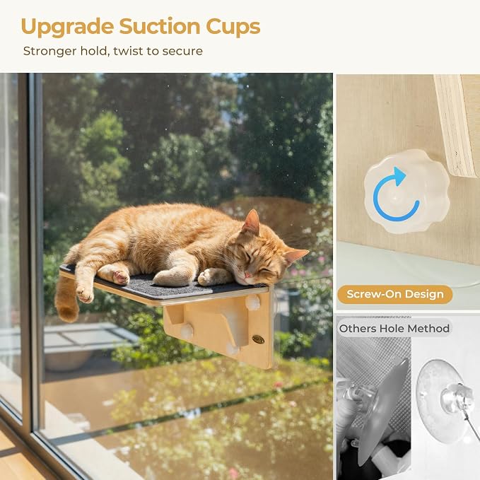 Pecute 2-in-1 Cat Window Perch & Wall Shelves, Cat Hammock Window - Image 7