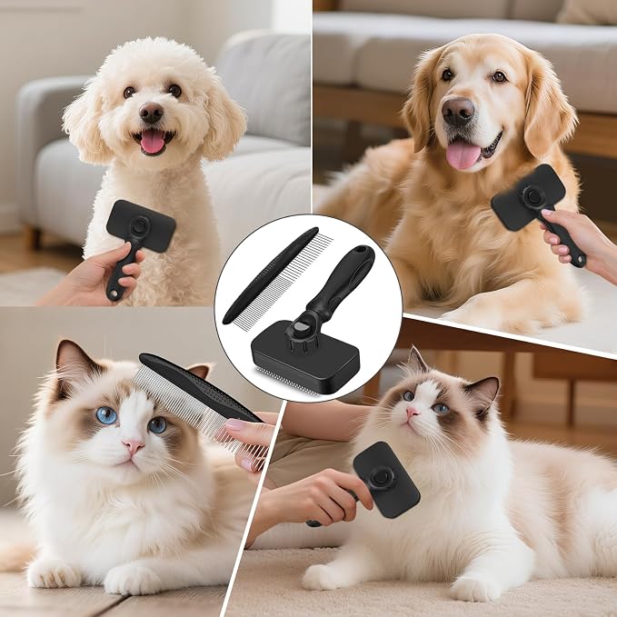 2PCS Self Cleaning Slicker Brush & Dog Comb - Image 6