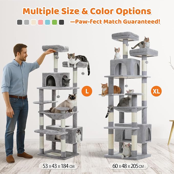 PAWZ Road Heavy Duty Cat Tree for Large Cats, 81 Inches Tall Cat Tower - Image 2
