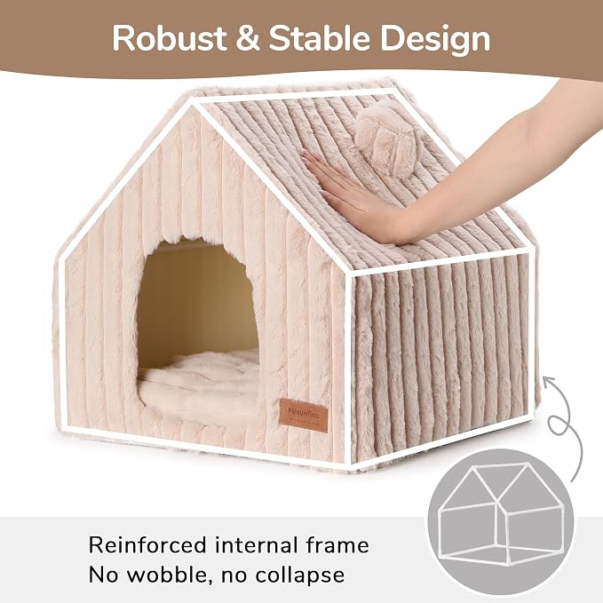 FUKUMARU Cat Houses for Indoor Cats, Washable Cute Cat Bed Cave - Image 2