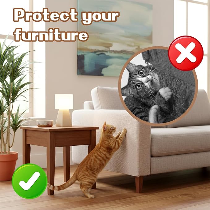 Cat Scratching Carpet Mat, 78.7 x 15.8 Inch Trimmable Self-Adhesive Scratch - Image 6
