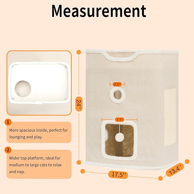 Cat House, Cat Beds for Indoor Cats, 2-Story Cat Condo Cube - Image 6