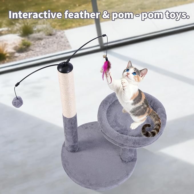 24" Scratching Post, Interactive Cat Scratcher, - Image 7