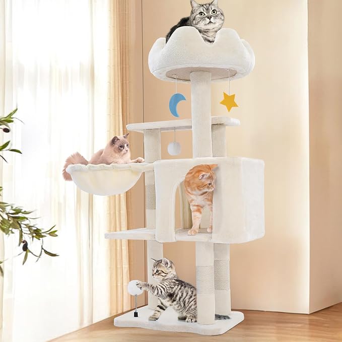 Cat Tree Tower with Metal Frame Hammock, Cat Towers with Scratching Post - Image 8
